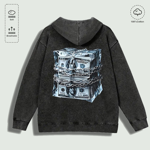 100% Cotton Washed <strong>Frozen</strong> Money Chain Graphic <strong>Hoodie</strong>, Multi - Colors - Product Image 2