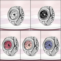 Jam Tangan Jari Vintage Punk Mini dengan Tali Elastis, Jam Tangan Alloy, Cincin Pasangan, Perhiasan, Jam Retro Roman Quartz, Cincin Jam untuk Wanita dan Pria