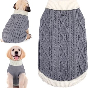 Suéter para perros, rojo, tejido, cuello alto, estilo clásico, para perros pequeños, ropa cálida de invierno - Product Image 5
