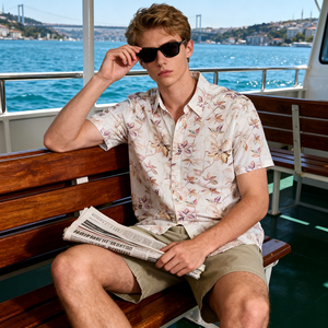 Men's Floral <strong>Hawaiian</strong> <strong>Shirt</strong> 100% Cotton Digital Print Short <strong>Sleeve</strong> Button Down Wholesale Casual Beach Vacation <strong>Shirt</strong> OEM ODM - Product Image 1