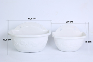 Pot de fleurs mural en plastique blanc avec motif floral pour jardinières d'extérieur grande taille - Product Image 3