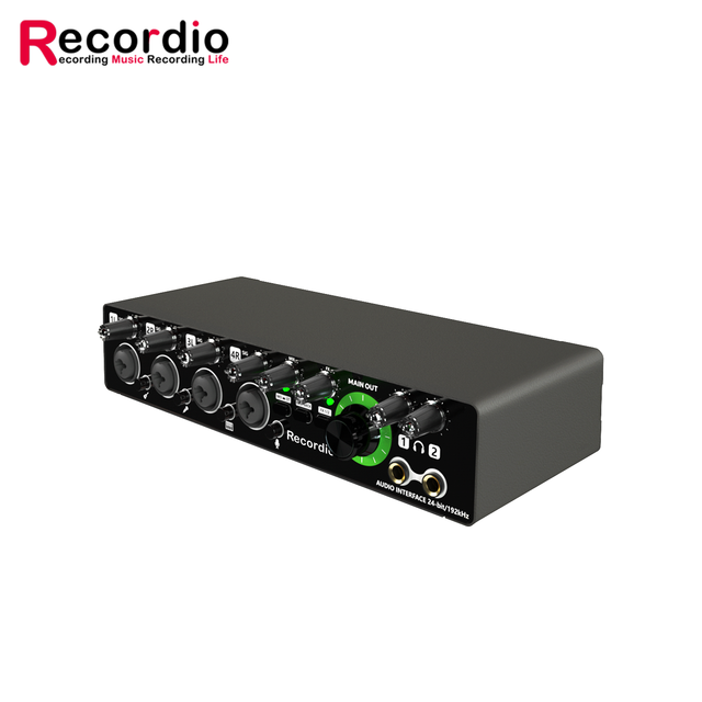 OEM Four in Four Out Audio Interface Sound Card for Studio Recording