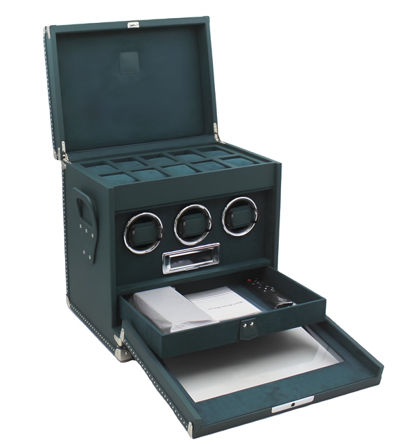 Luxury Square Protective Bespoke Watch Winder Safe Cabinet Automatic Rotator Jewelry Storage Box with Lock