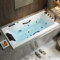 Baignoire balnéo rectangulaire encastrable avec système de chauffage à température constante, massage par jets de luxe, baignoire de trempage intégrée