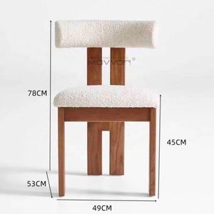 Sedia da Pranzo in Legno Massello dal Design Retrò Francese Wabi-Sabi, Sedia da Toeletta Semplice - Product Image 5