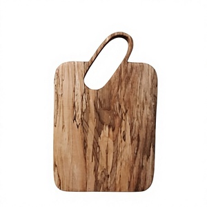 Tabla de cortar de madera maciza de grado comercial con asa de orificio ovalado, grano natural, tabla de preparación de cocina de madera sin acabar, venta al por mayor - Product Image 1
