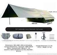 Tenda Camping Tiup Outdoor yang Dapat Disesuaikan 12 Meter Persegi Tanpa Perlu Pemasangan, Ramah Perjalanan, Portabel, Tahan Air