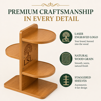 Moderne houten mokhouder met 4 lagen, bureau-organizer voor koffiekopjes en waterglazen, keukenopbergrek