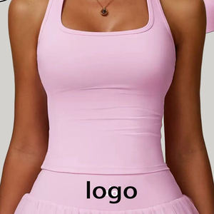Sports Fitness Yoga Wear Anti-Exposure A-Line Tennis <b>Skirt</b> Customizable Tennis Tank Top Two-Piece Set - Product Image 1