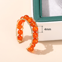 Bagues ouvertes en fil métallique faites à la main avec pierres précieuses naturelles, bagues ajustables en perles de cristal pour femmes, idéales pour la fabrication de bijoux ou comme cadeau