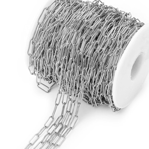 Chaîne ovale en acier inoxydable plaqué or PVD |   Chaîne à maillons en fil de fer soudé longue, style trombone, vendue au mètre, tendance, unisexe, usage quotidien - Product Image 6