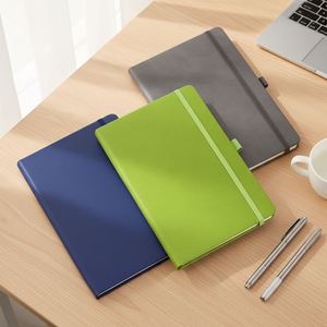 Carnet en cuir gaufré avec logo personnalisé A4 A5 A6, pages intérieures personnalisées, reliure, sangle élastique, idéal pour l'école - Product Image 1