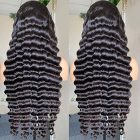 Perruques Indiennes Brutes à Ondes Profondes Sans Colle en Cheveux Humains, Perruques Frontales HD en Dentelle en Cheveux Humains pour Femmes Noires