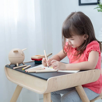Ensemble table et chaise multifonction en bois pour enfants, bureau d'étude pour enfants avec tableau noir et étagère de rangement pour tout-petits