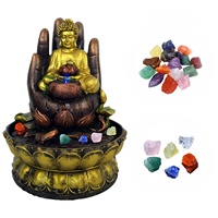 Fontaine d'intérieur Ganesha Bouddha doré à cascade apaisante avec lumière LED pour la maison, le bureau et la décoration de bureau