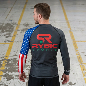 RYBIC SPORTS Rashguard à manches longues pour homme, impression par sublimation, séchage rapide, compression, motif drapeau américain, Rashguards MMA - Product Image 2