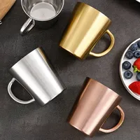 Tasse à Latte de Bureau Double Isolation en Acier Inoxydable 304, Tasse à Café, Lait, Eau avec Poignée, Coffret Cadeau de Noël