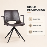 Chaise de salle à manger moderne et durable en cuir synthétique avec accoudoirs en métal pour la maison, le bar et l'hôtel – Offre Spéciale