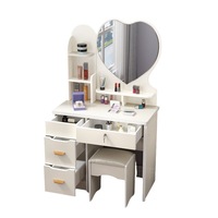 Petite table de maquillage moderne et minimaliste pour chambre d'appartement, avec rangement intégré, panneau MDF, éclairée