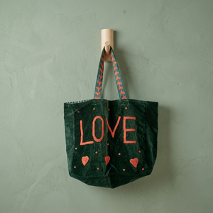 <b>Green</b> <b>Velvet</b> Bohemian Large Tote Handbag with Solid Pattern Open Closure Embroidery 15x17 Inches-Durable for Shopping Summer Use - Product Image 3
