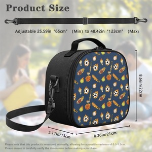 Sac à déjeuner sportif à imprimé ballons – Sac isotherme en polyester pour enfants, impression personnalisée disponible - Product Image 2