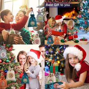 Calendario de Adviento de Navidad, regalo de Festival DIY, bolsas de yute, adornos navideños para temporada festiva - Product Image 5