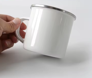 Silver Rim 11oz Sustainable Modern <b>Enamel</b> Mug with Custom Logo for Business Gifts - Product Image 2