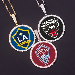Большой круглый медальон 35/43/68 мм, инкрустированный стразами, в стиле профессионального футбола MLS, ювелирное украшение, кулон для фанатов, ожерелье в стиле хип-хоп. - Product Image 4