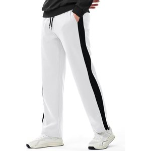 FOXA Men's Sweatpants Wide Leg Drawstring Waist Casual Stretch Track <b>Pants</b> Midweight Cotton <b>Spandex</b> - Product Image 2