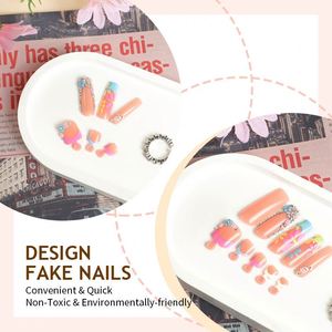 Juego <span class=keywords><strong>de</strong></span> <span class=keywords><strong>Uñas</strong></span> Acrílicas para Dedos <span class=keywords><strong>de</strong></span> los Pies, Diseño Tropical <span class=keywords><strong>con</strong></span> <span class=keywords><strong>Flores</strong></span> Coloridas, Estilo Francés, Corazón, Hechas a Máquina, 24 Piezas, <span class=keywords><strong>Uñas</strong></span> Acrílicas al por Mayor, <span class=keywords><strong>Uñas</strong></span> Postizas - Product Image 3