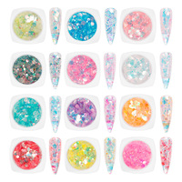 Ensemble de 12 couleurs d'art d'ongles holographique, paillettes et poudre scintillante mélangées pour la décoration de manucure DIY et l'embellissement des ongles