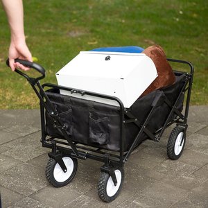 Chariot de jardin pliable 100x50x57-102cm à quatre roues en tissu Oxford, chariot de courses extérieur pliable, chariot de camping - Product Image 2
