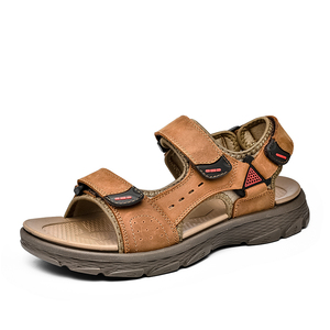 Sandales de plage pour hommes en cuir véritable légères 2025, fermeture à boucle, chaussures en cuir pour hommes, livraison directe - Product Image 1