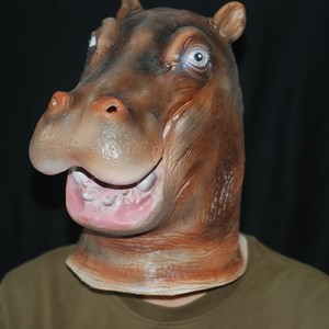Maschera di Halloween a forma di ippopotamo in lattice per adulti, con occhi stralunati, strana e spaventosa, ideale per cosplay da zombie o fantasma, perfetta per feste a tema casa infestata. - Product Image 3