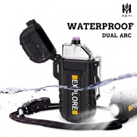 Briquet à double arc rechargeable USB Type-C, lampe torche étanche, coupe-vent, sans flamme, plasma, pour le camping, logo personnalisé, OEM, cadeau en gros