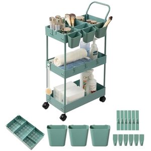 <span class=keywords><strong>Carrello</strong></span> mobile a 3 livelli, <span class=keywords><strong>carrello</strong></span> di stoccaggio in metallo con ruote chiudibili a chiave e ganci per appendere - Product Image 2