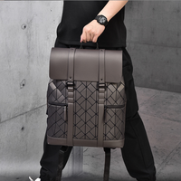 Sac à dos pour ordinateur portable 14 pouces imperméable pour homme, décontracté, professionnel et de voyage, avec éclairage arrière, matériau principal PU