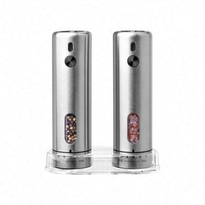 Rechargeable USB-Powered Silver Stainless Steel Eco-Friendly Salt <b>Pepper</b> <b>Grinder</b> Set Base Automatic <b>Pepper</b> Mill <b>Grinders</b> 110ml - Product Image 1