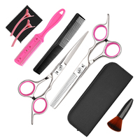 Kits de ciseaux de coiffure professionnels 9 pièces en acier inoxydable, ensemble de ciseaux de coupe de cheveux, ciseaux à effiler pour barbier