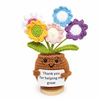 Ornement de pot de fleurs artificiel en crochet fait main, marguerite mignonne personnalisée, pour le soutien émotionnel, avec étiquette positive