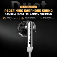 Earbud Musik Berkabel KZ Duet Original 2DD Driver Respon Frekuensi Lebar 20-40000Hz Ringan Warna Hitam Putih
