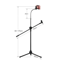Support universel de microphone à bras de micro robuste, trépied de matrice, col en cygne