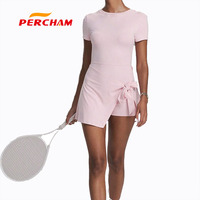 Vestido deportivo ajustado antideslumbrante ecológico transpirable de dos piezas, ropa de tenis informal sin tirantes adelgazante OEM