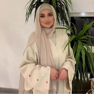 Vendita calda moda amore ricamo donne tacchino Design semplice abito elegante ricamo Kimono Dubai Abaya - Product Image 1