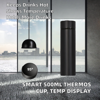 Thermos moderne de 500 ml avec affichage numérique de la température, en acier inoxydable 304, couvercle droit, idéal pour les cadeaux d'affaires, personnalisable, intelligent