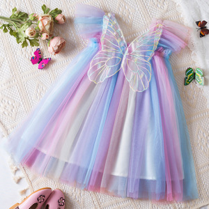Gratis Monster Meisje Vlindervleugels Jurk Prinses Mouwloze Tule Vlindervleugel Regenboog Rok Verjaardagsfeest Tutu Jurk - Product Image 3