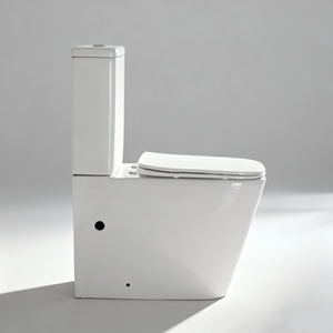 Inodoro cuadrado con cierre acoplado con asiento de cierre suave de urea, WC de doble descarga en blanco y negro mate Calidad europea - Product Image 2