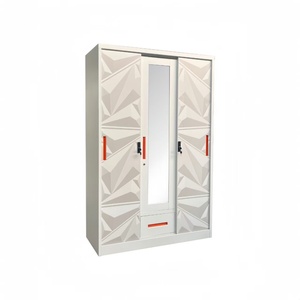 Armoire à 3 portes en acier à motifs de tiroirs <span class=keywords><strong>avec</strong></span> miroir au design personnalisé - Product Image 1