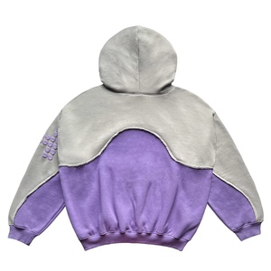 <b>Men</b> Autumn Vintage Embroidered Graphic Hoodie for <b>Grey</b> Patchwork Oversized Polyester/Cotton Pullover <b>Sweatshirt</b> - Product Image 5