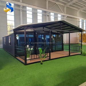 Maison préfabriquée extensible personnalisable de 1 à 3 chambres, moderne, écologique, à économie d'énergie, atelier/bureau blanc/bleu - Product Image 1